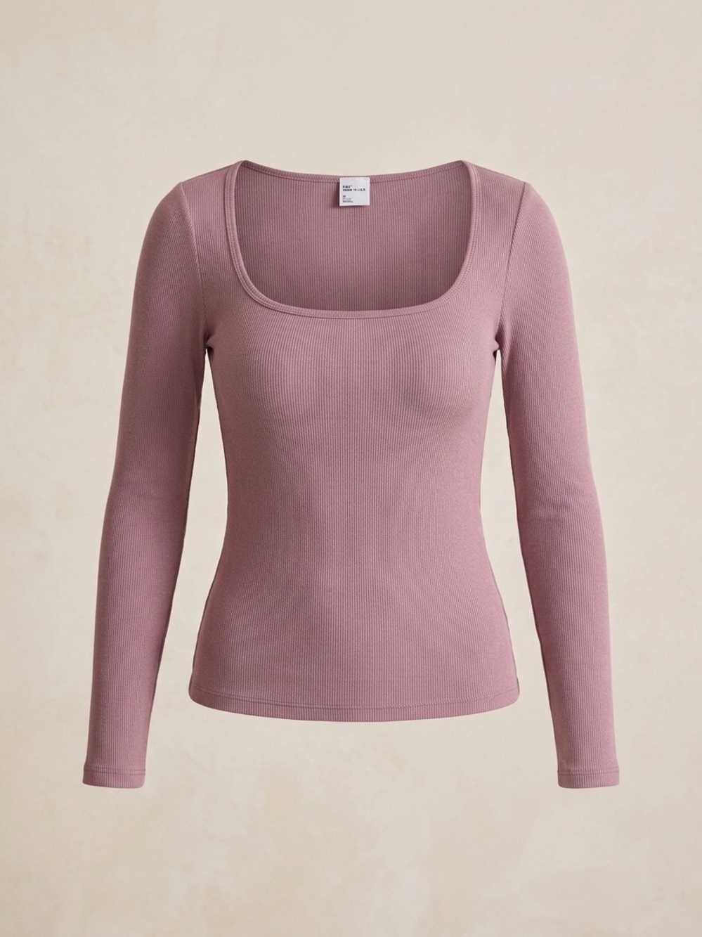 Aritzia TNA HomeStretch Ribbed Long Sleeve Top Dusty Rose mauve Size Medium